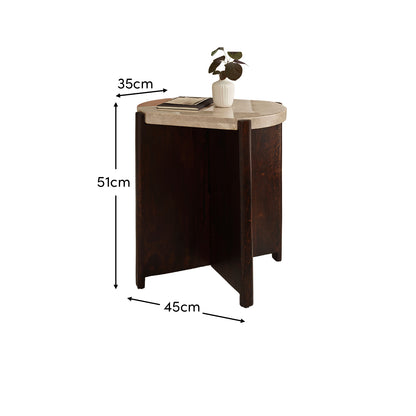 Viola Lady Grey Marble & Coffee Brown Mango Wood Oval Side Table - Laura James 