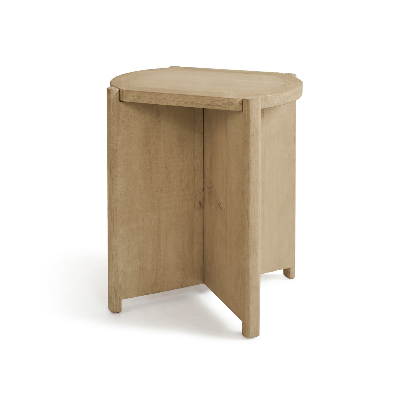 Viola Travertine Effect & Chalked Mango Wood Oval Side Table - Laura James 