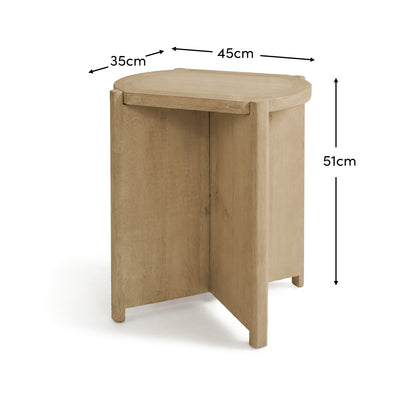 Viola Travertine Effect & Chalked Mango Wood Oval Side Table - Laura James 