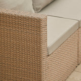 Weston 4 Seater Rattan Garden Corner Sofa Set with Cream LED Premium Parasol - Natural Weave