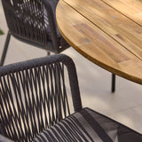 Willow 4 Seater Natural Wood Round Garden Dining Set - Hali Black Chairs - Laura James 