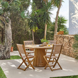 Willow 6 Seater Round Wooden Garden Dining Set with 6 Cove Rope Dining Chairs - Laura James 