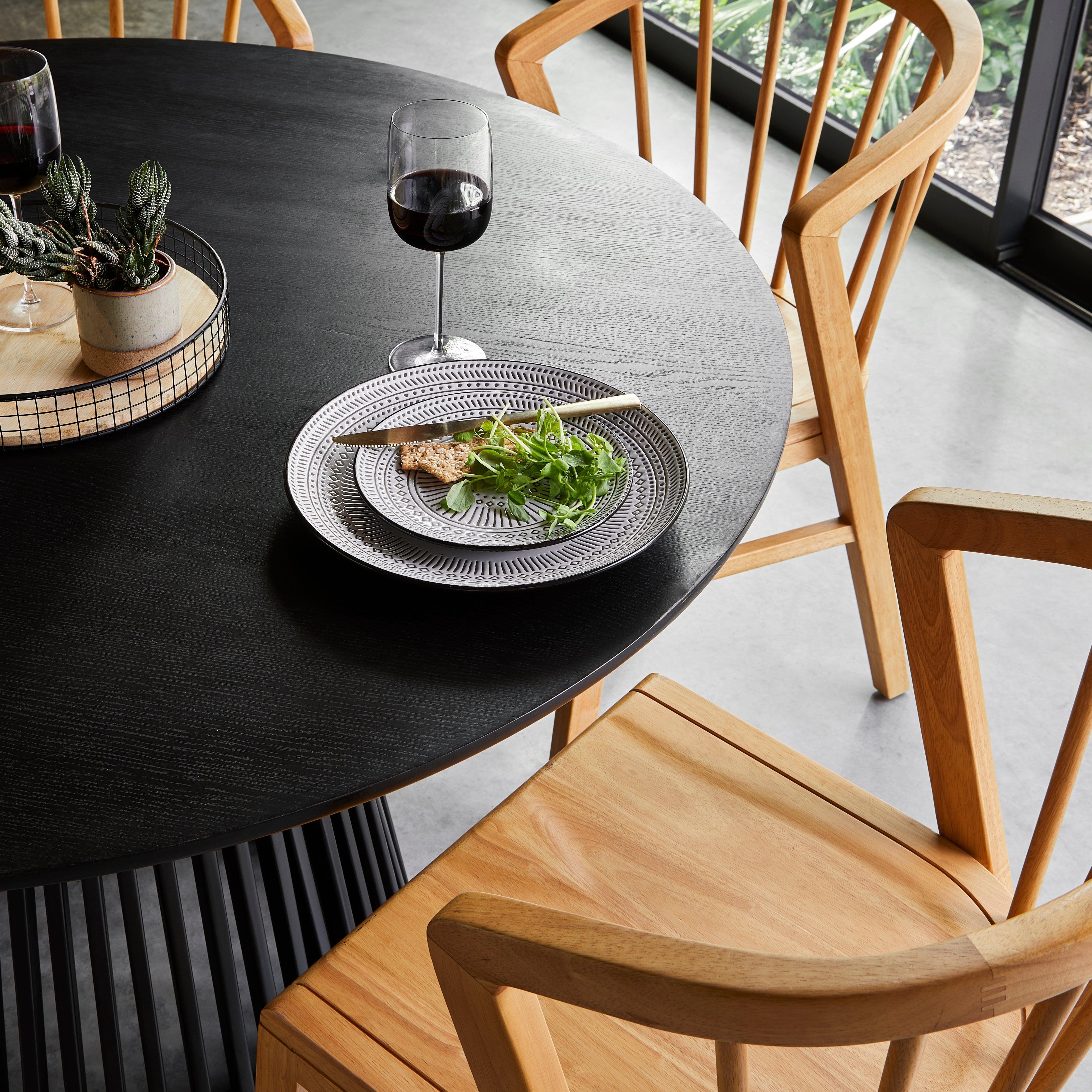 Willow Black Slatted Wood Dining Table - Laura James