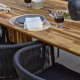 Willow Whitewash Outdoor Oval Dining Table with Black Rope Chair - Laura James