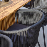 Willow Whitewash Outdoor Oval Dining Table with Black Rope Chair - Laura James