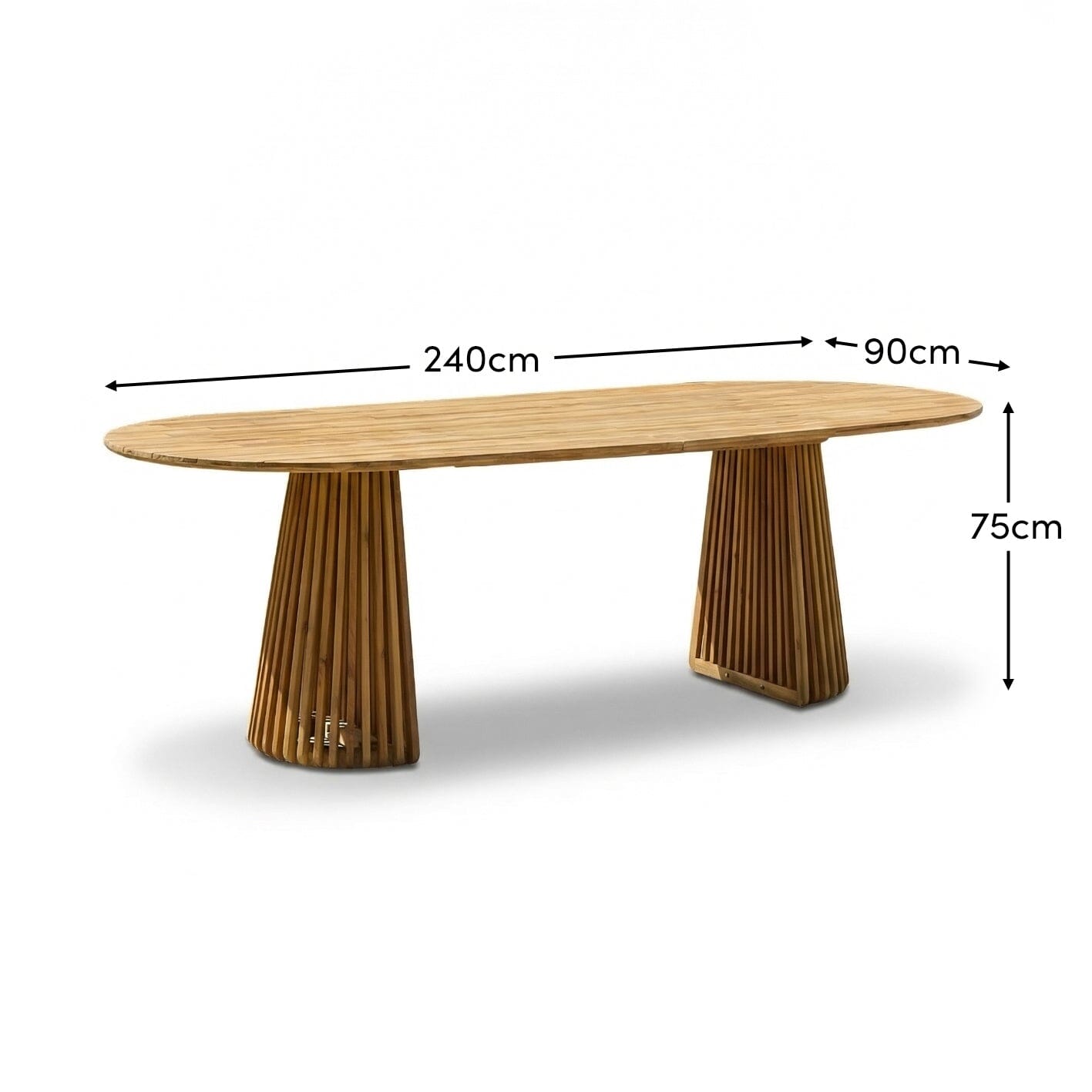 Willow 8 Seater Oval Garden Dining Table - Brushed Light Acacia - Laura James