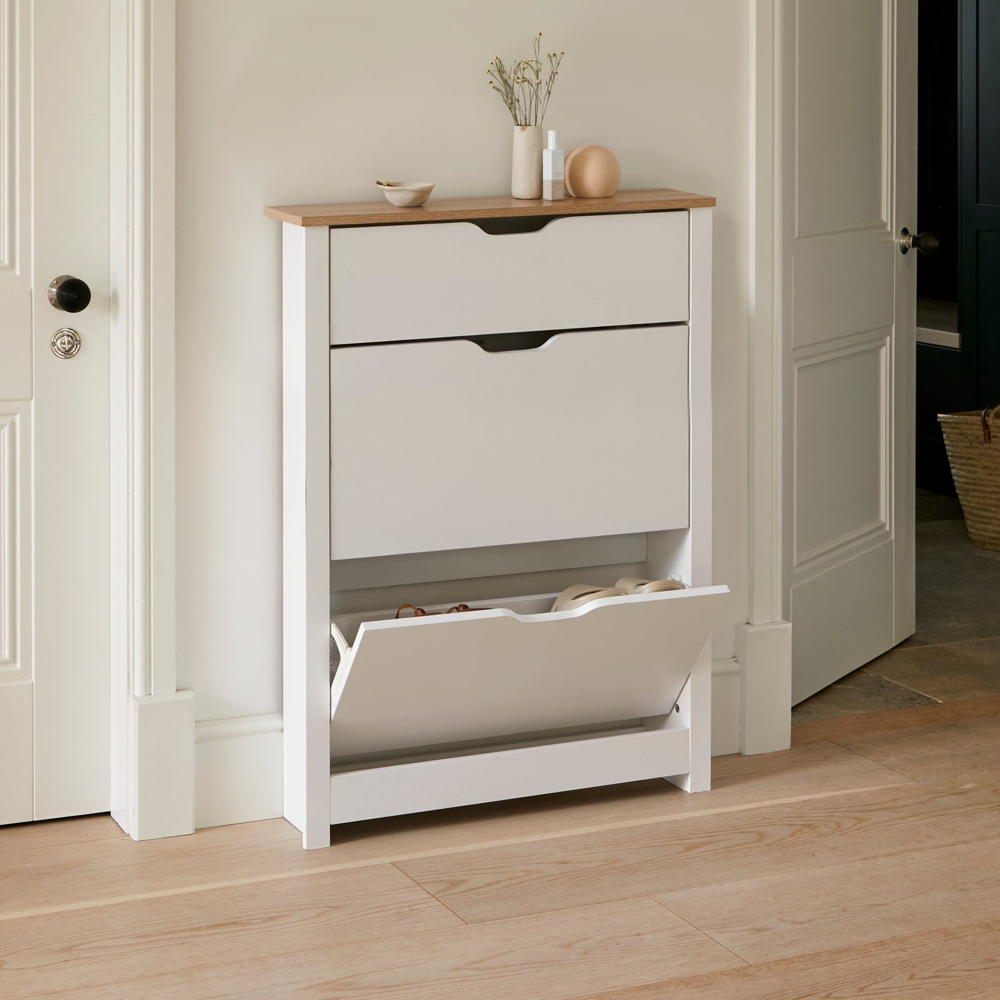 Windsor Shoe Cabinet - 3 Door - White Laura James Windsor Shoe Cabinet - 3 Door - White Laura James
