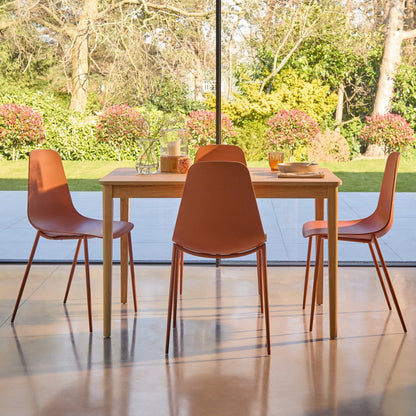Paul Whitewash Extendable Dining Table Set - 4 Seater - Wren Orange Dining Chairs - Laura James 
