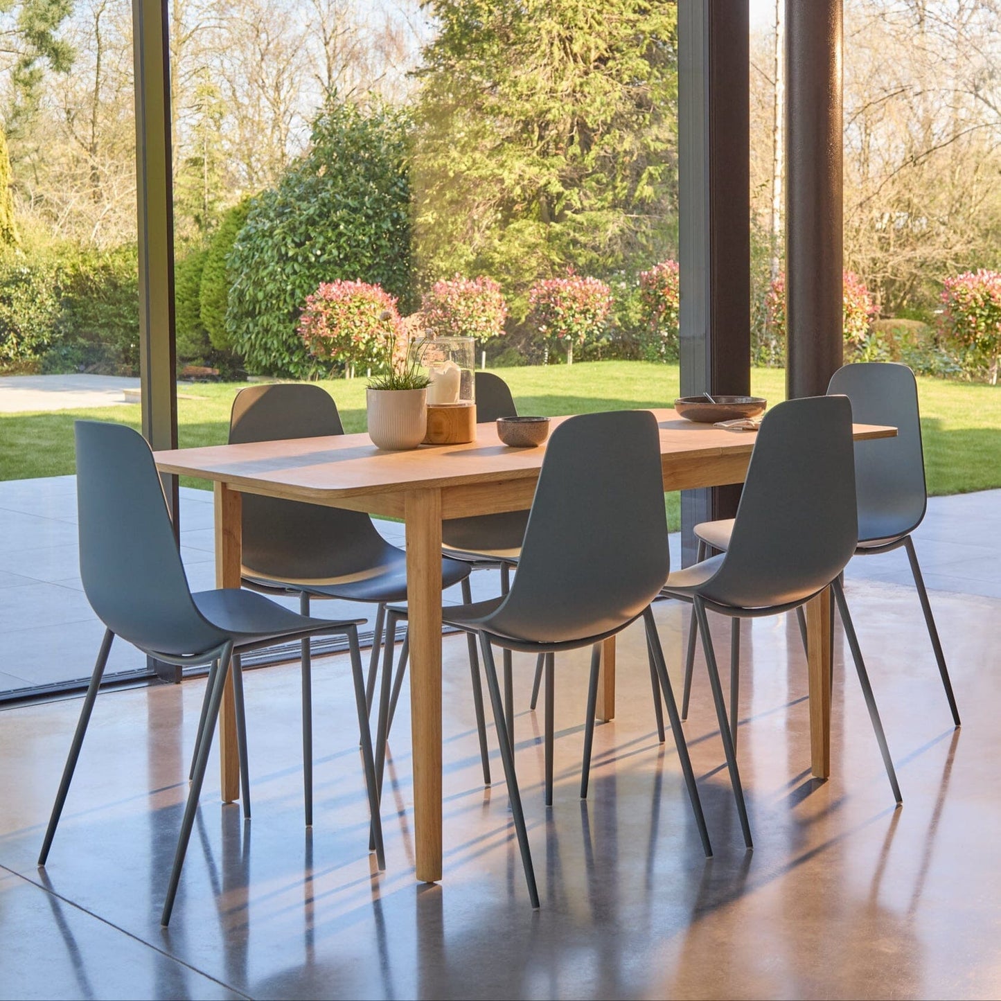 Paul Whitewash Extendable Dining Table Set - 6 Seater - Wren Blue Dining Chairs - Laura James 