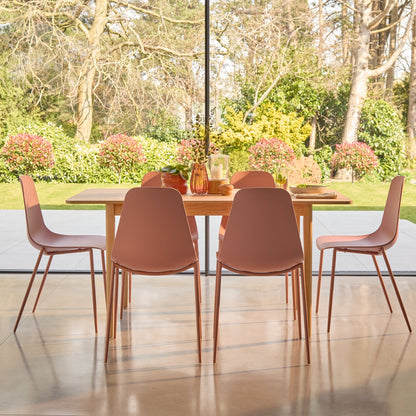 Paul Whitewash Extendable Dining Table Set - 6 Seater - Wren Pink Dining Chairs 