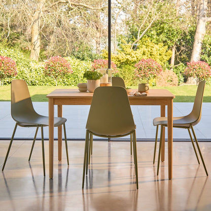 Paul Whitewash Extendable Dining Table Set - 4 Seater - Wren Green Dining Chairs - Laura James
