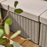 Weston 3 Seater Rattan Garden Corner Sofa Set - Light Grey with Stone Grey Cushions - Laura James