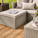 Weston 3 Seater Rattan Garden Corner Sofa Set - Light Grey with Stone Grey Cushions - Laura James