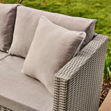 Weston 3 Seater Rattan Garden Corner Sofa Set - Light Grey with Stone Grey Cushions - Laura James