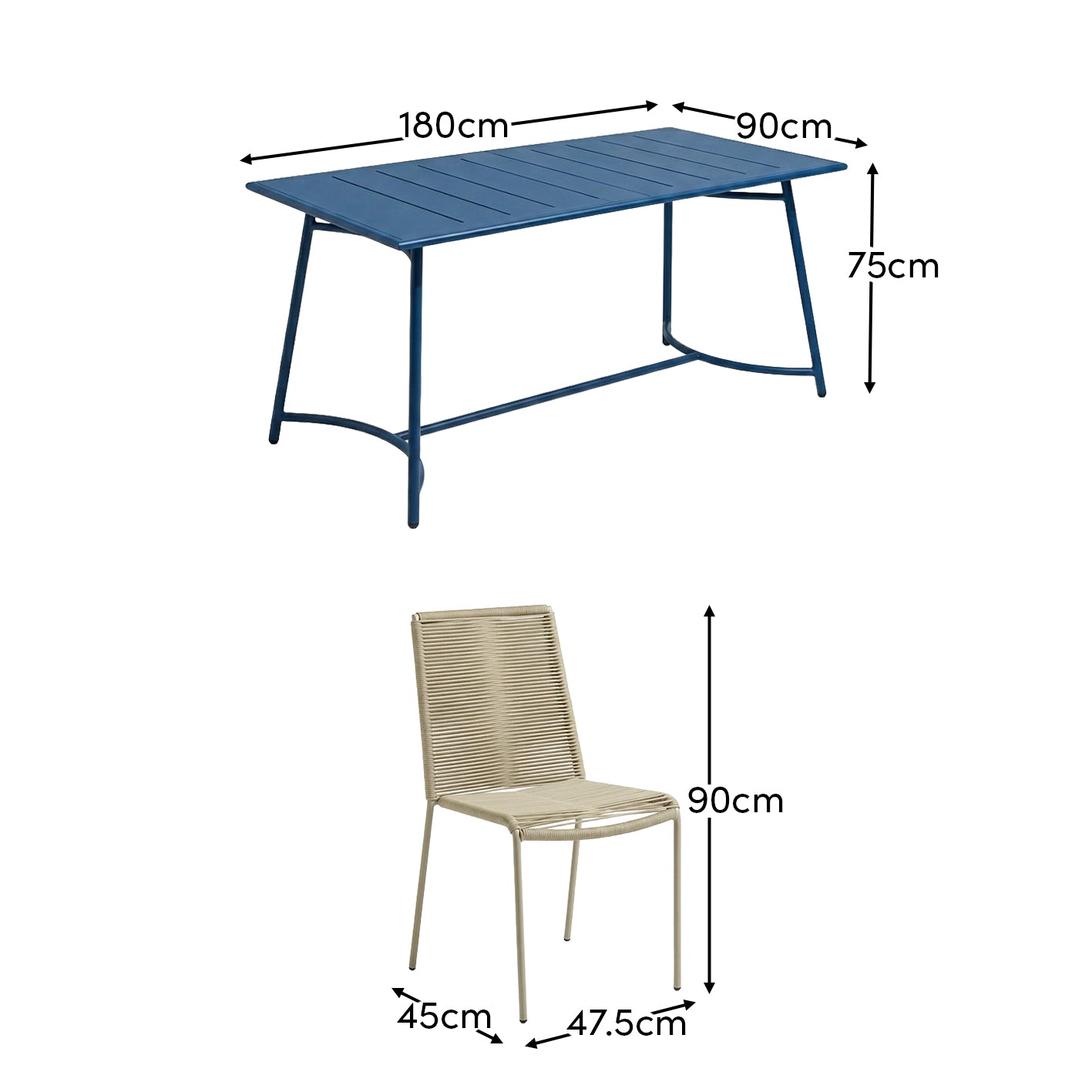 Wilder 6 Seater Blue Dining Table Set with Ryder Chairs - Laura James