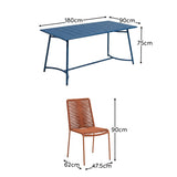 Wilder 6 Seater Blue Garden Dining Set with Ryder Burnt Orange Chairs - Laura James