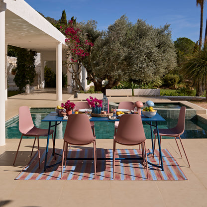 Wilder 6 Seater Blue Dining Table Set with Wren Pink Chairs - Laura James