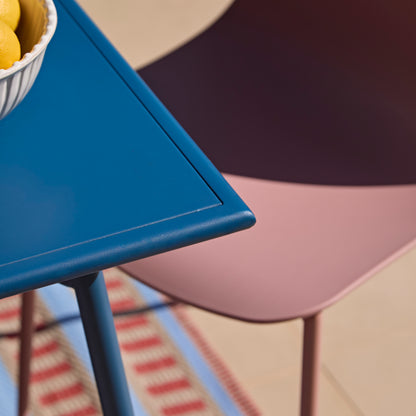 Wilder 6 Seater Blue Dining Table Set with Wren Pink Chairs - Laura James