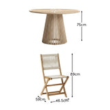 Willow 4 Seater White Acacia Round Garden Dining Set with Cove Beige Rope Chairs - Laura James