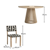 Willow 4 Seater Wooden Brushed Light Acacia Round Dining Set with Saffron Black and Beige Chairs - Laura James