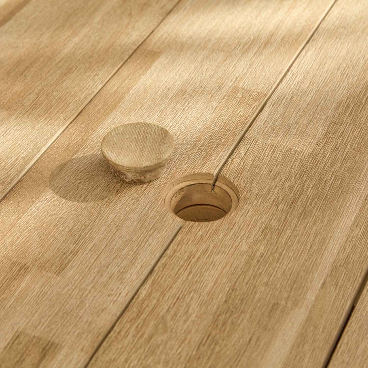 Willow Round Wooden Garden Table - Brushed Light Acacia - Laura James 