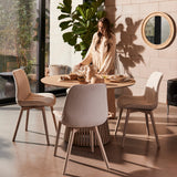 Willow Whitewash Round 4 Seater with Bella Boucle Dining Chairs with Whitewash Legs - Laura James