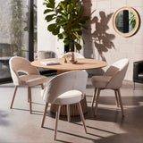 Willow Whitewash Round 4 Seater with Marilyn Boucle Dining Chairs with Whitewash Legs   - Laura James 