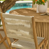 Willow 4 Seater White Acacia Round Garden Dining Set with Cove Beige Rope Chairs - Laura James