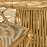 Willow 4 Seater White Acacia Round Garden Dining Set with Cove Beige Rope Chairs - Laura James