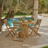 Willow 4 Seater White Acacia Round Garden Dining Set with Cove Green Rope Chairs - Laura James