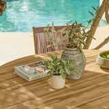 Willow 4 Seater White Acacia Round Garden Dining Set with Cove Pink Rope Chairs - Laura James