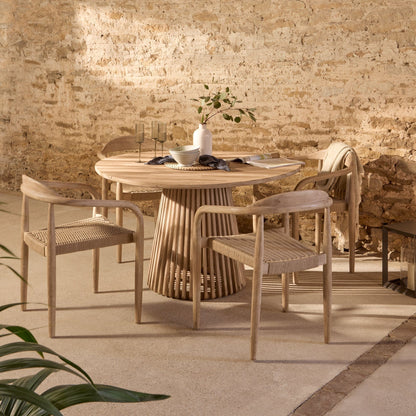 Willow 4 Seater Round Garden Dining Set with Sasha Chairs - Sand Rope - Laura James