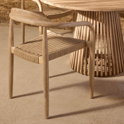 Willow 4 Seater Round Garden Dining Set with Sasha Chairs - Sand Rope - Laura James