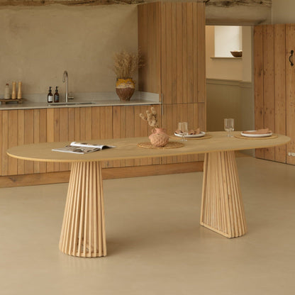 Willow Whitewash Oval Dining Table - Laura James 