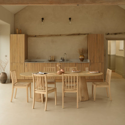 Willow Whitewash Oak Oval Dining Table Set - 6 Seater - Tilly Natural String Dining Chairs - Whitewash Oak Legs - Laura James