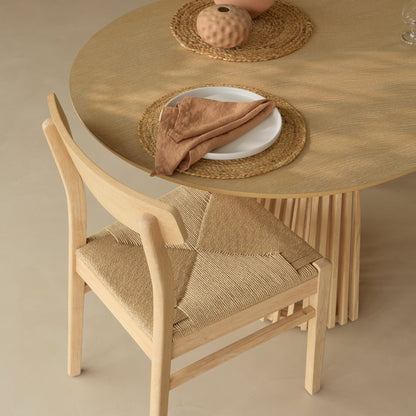 Willow Whitewash Oak Oval Dining Table Set - 6 Seater - Tilly Natural String Dining Chairs - Whitewash Oak Legs - Laura James