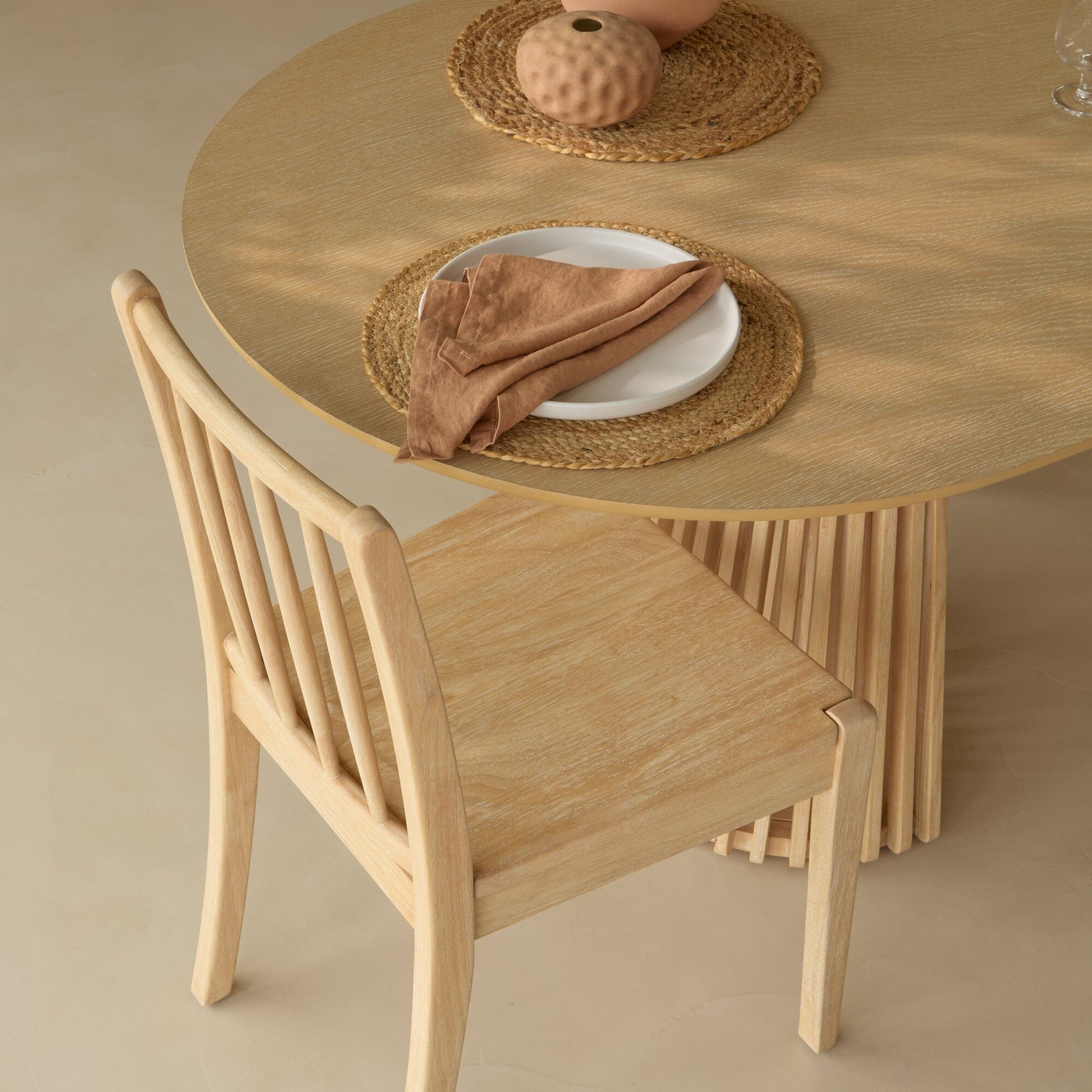 Willow Whitewash Oak Oval Dining Table Set - 6 Seater - Tilly Dining Chairs - Whitewash Oak Legs - Laura James