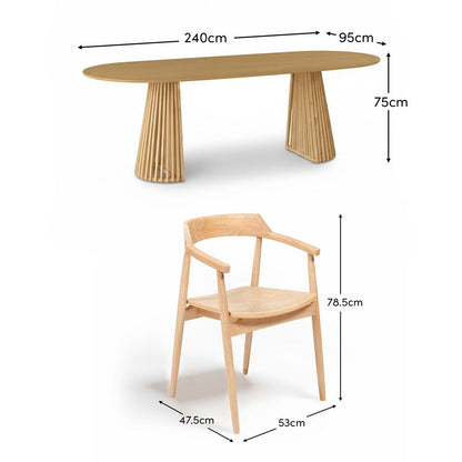 Willow Whitewash Oak Oval Dining Table Set - 6 Seater - Carter Dining Armchairs - Whitewash Oak Legs - Laura James