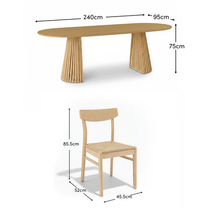 Willow Whitewash Oak Oval Dining Table Set - 6 Seater - Faye Dining Chairs - Whitewash Oak Legs - Laura James