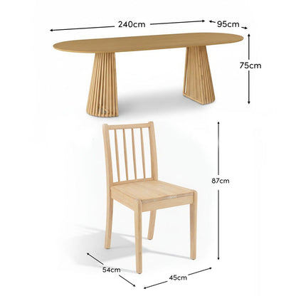 Willow Whitewash Oak Oval Dining Table Set - 6 Seater - Tilly Dining Chairs - Whitewash Oak Legs - Laura James