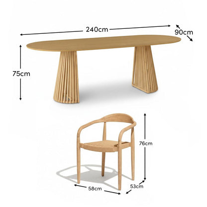 Willow 8 Seater Oval Garden Dining Set with Sasha Sand Rope Chairs - Laura James