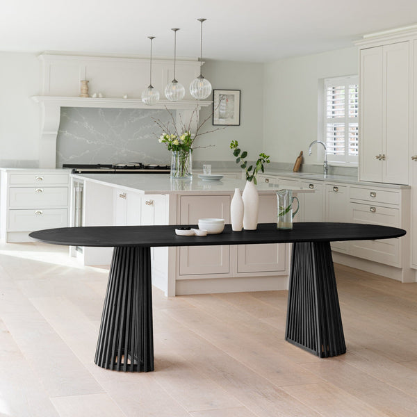 Willow Black Wood Oval Dining Table Laura James