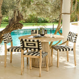 Willow 4 Seater Wooden Brushed Light Acacia Round Dining Set with Saffron Black and Beige Chairs - Laura James 