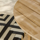 Willow 4 Seater Wooden Brushed Light Acacia Round Dining Set with Saffron Black and Beige Chairs - Laura James 
