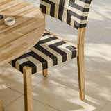 Willow 4 Seater Wooden Brushed Light Acacia Round Dining Set with Saffron Black and Beige Chairs - Laura James 
