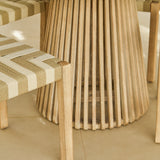 Willow 4 Seater Wooden Brushed Light Acacia Round Dining Set with Saffron Natural and Beige Chairs - Laura James