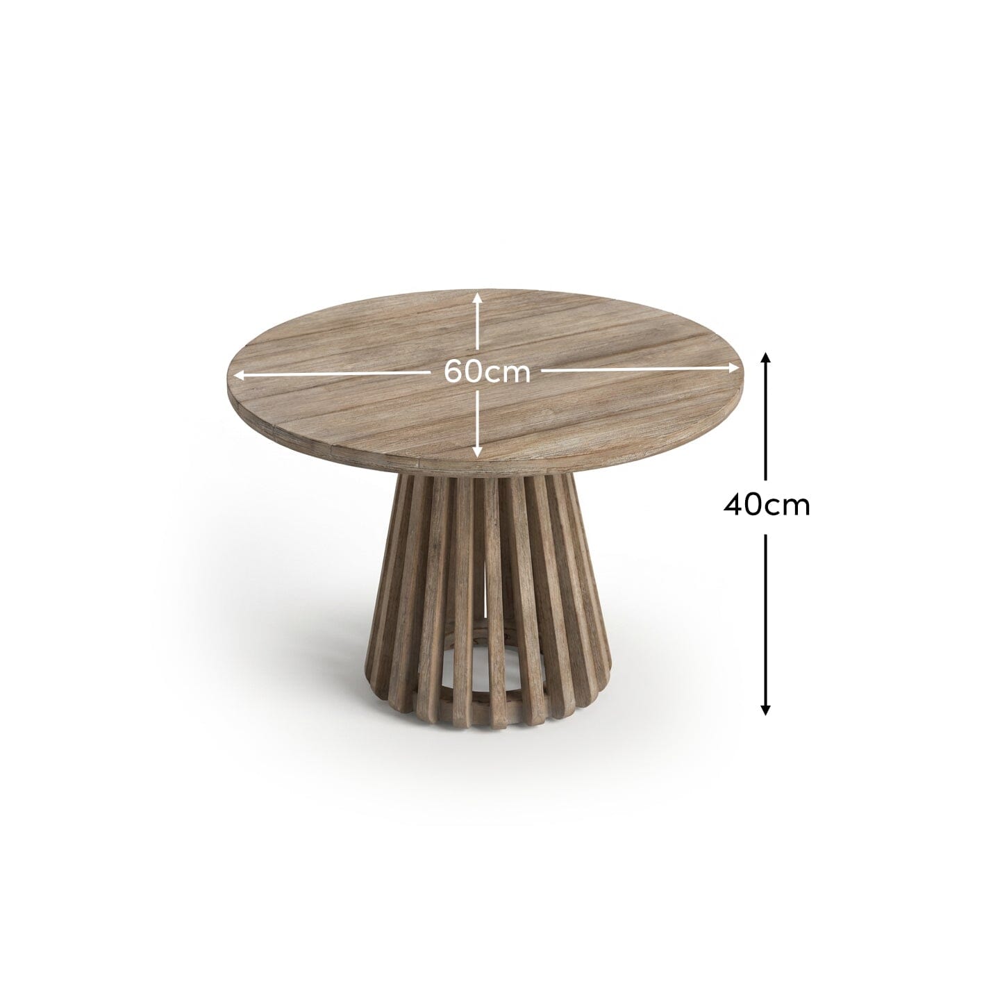 Willow Round Wooden Garden Coffee Table - Brushed Light Acacia - Laura James