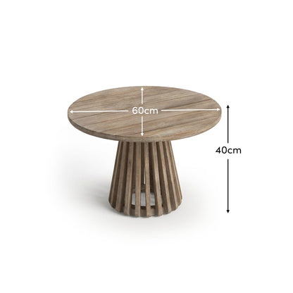 Willow Round Wooden Garden Coffee Table - Brushed Light Acacia - Laura James
