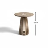Willow Round Wooden Garden Side Table - Brushed Light Acacia -Laura James