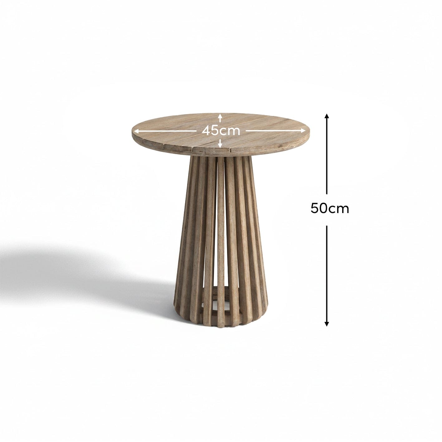 Willow Round Wooden Garden Side Table - Brushed Light Acacia -Laura James